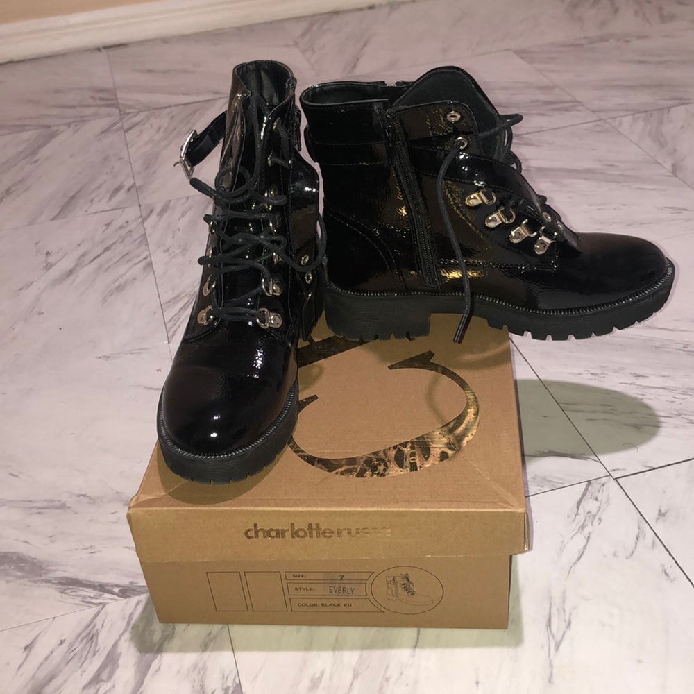 Black Charlotte Russe Gladiator/Combat boots